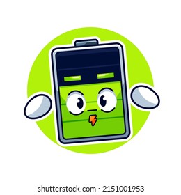 Cute battery mascot cartoon vector icon illustration