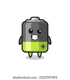 cute battery mascot with an optimistic face , cute style design for t shirt, sticker, logo element