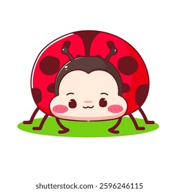 Cute battle lady bug cartoon character. Kawaii animal hand drawn style concept design. Vector art mascot logo icon illustration