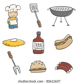 Cute BBQ illustrations.