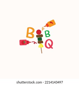 brochetas vectoriales del logotipo bbq lindo