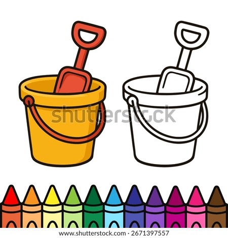 Cute beach ball coloring page for kids, featuring a simple design with bold outlines. Fun summer activity sheet with crayons shown for easy color guide.