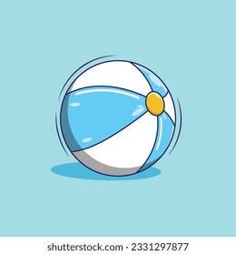 Cute beach ball vector cartoon illustration mascot. beach ball cartoon isolated. flat cartoon style.