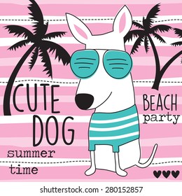 cute beach dog vector illustration