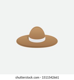 cute beach hat illustration, flat design