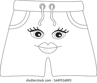 Cute beach shorts for men. Summer clothes coloring symbol.