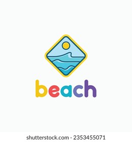 Cute beach sign colorful modern logo vector icon illustration