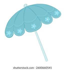 Cute beach umbrella, perfect for summer vacations, seaside relaxation, and sun protection on a hot, sunny day.