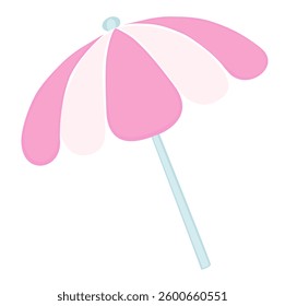Cute beach umbrella, perfect for summer vacations, seaside relaxation, and sun protection on a hot, sunny day.