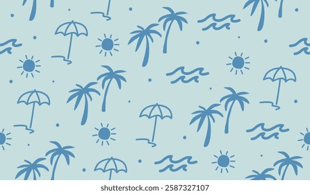 Cute beach vibes pattern background vector design