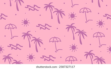 Cute beach vibes pattern background vector design