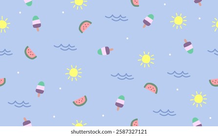 Cute beach vibes pattern background vector design