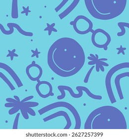 Cute beach vibes pattern background vector design