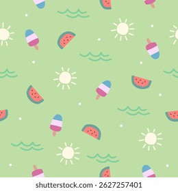 Cute beach vibes pattern background vector design