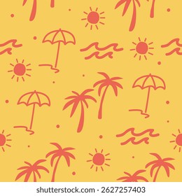Cute beach vibes pattern background vector design