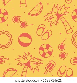 Cute beach vibes pattern background vector design