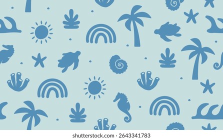 Cute beach vibes pattern background vector design