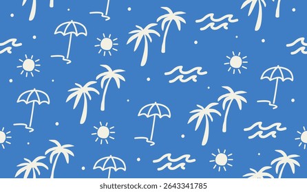 Cute beach vibes pattern background vector design
