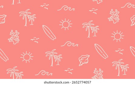 Cute beach vibes pattern background vector design