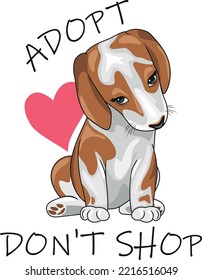 Cute beagle. Adopt. Don't shop. Vector