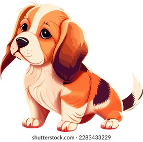 Cute Beagle Dog breed dog cartoon drawing. Digital art vector illustration