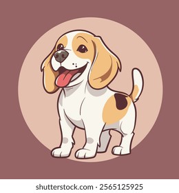 Cute beagle dog cartoon chibi vector illustration