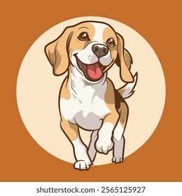 Cute beagle dog cartoon chibi vector illustration