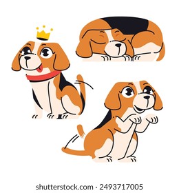 Cute beagle dog cartoon illustration