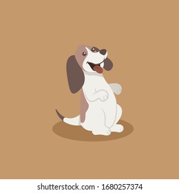 Cute beagle dog cartoon vector, isolated graphic in brown background.