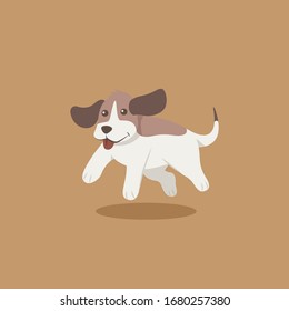 Cute beagle dog cartoon vector, isolated graphic in brown background.