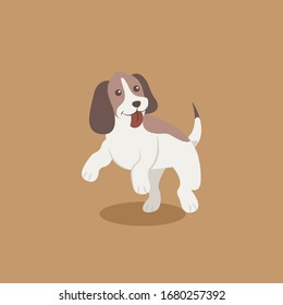 Caricatura vectorial de perro de guijarros, aislado gráfico de fondo marrón.