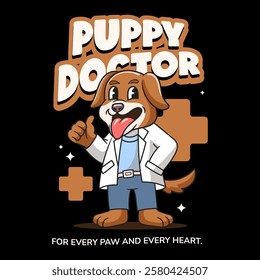 Cute Beagle Dog Doctor Animal Healthcare Mascot Cartoon Character Illustration