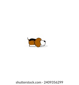 A cute beagle dog lying down on floor,vector illustration.

