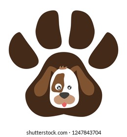 cute beagle dog in the paw print 