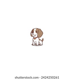 Cute beagle dog sitting cartoon, vector illustration