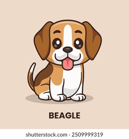 Cute Beagle Dog Sitting Cartoon Vector Icon Illustration. Animal Nature Icon Concept Isolated Premium Vector. Flat Cartoon Style