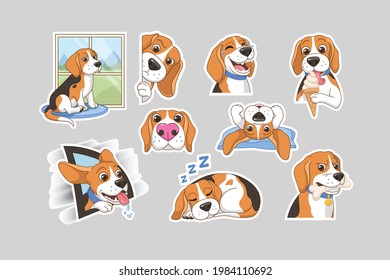 Cute beagle dog stickers pack