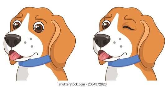 Cute beagle dog winking sticker vector