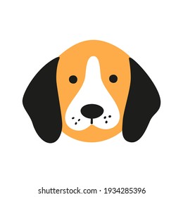 Cute beagle face. Dog head icon. Hand drawn isolated vector illustration in doodle style on white background