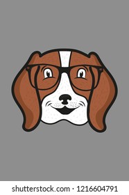 cute beagle glasses human character colorful vector