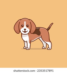 Cute beagle simple cartoon vector illustration dog breeds nature concept icon isolated