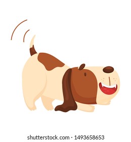 Cute beagle wags its tail. Vector illustration on a white background.