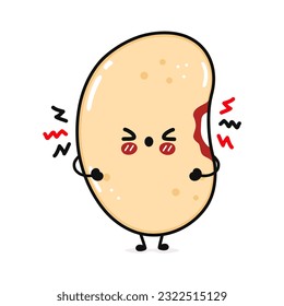 Cute Bean of juice character. Vector hand drawn cartoon kawaii character illustration icon. Isolated on white background. Angry cute soy Bean character concept