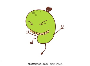 Cute Bean Monster Dancing. Vector Illustration. Isolated on white background.