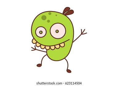 Cute Bean Monster . Vector Illustration. Isolated on white background.