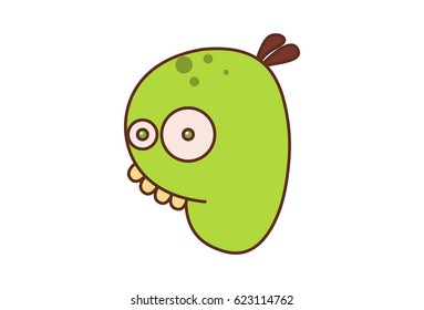 Cute Bean Monster . Vector Illustration. Isolated on white background.