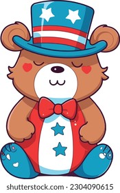 Cute Bear in 4th of july