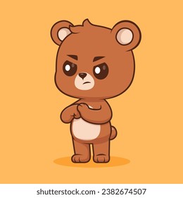 Cute Bear Angry Cartoon Vector Icon Illustration. Animal
Nature Icon Concept Isolated Premium Vector. Flat Cartoon
Style