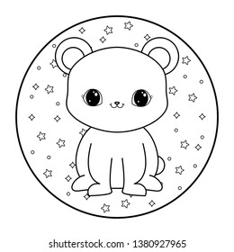 cute bear anima in frame circular