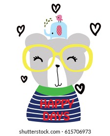 Cute bear animal cartoon artwork vector illustration.